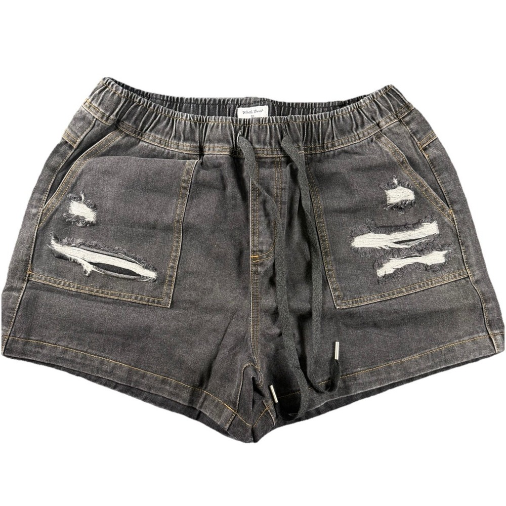White Birch Womens Black Denim Drawstring Shorts Size XL